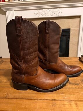 Double H Brown Leather Cowboy Boots